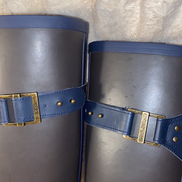 EUC UGG Madelynn gray/blue rubber and leather tall rain boots - Picture 16 of 16